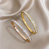 Zircon Stainless Steel Bangles for Women Plated Waterproof Gift