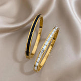 Zircon Stainless Steel Bangles for Women Plated Waterproof Gift