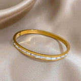 Zircon Stainless Steel Bangles for Women Plated Waterproof Gift