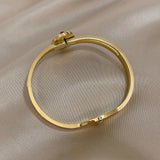 Rhinestone Enamel Steel Bangles for Women Waterproof Jewelry