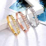 Unique Smile V Crystal Hollow Stainless Steel Bracelet Love Gift