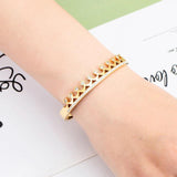 Unique Smile V Crystal Hollow Stainless Steel Bracelet Love Gift