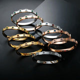 Colorful Zirconia Bracelet Bangle Stainless Steel Women Crystal Bangles Jewelry