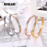Women Charm Bracelet Stainless Steel Rose Unique Three Sides Round Bracelets