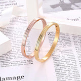 Women Charm Bracelet Stainless Steel Rose Unique Three Sides Round Bracelets