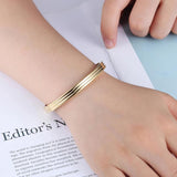 Women Charm Bracelet Stainless Steel Rose Unique Three Sides Round Bracelets