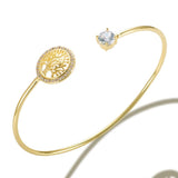Vintage Zircon Stone Bracelet Tree Of Life Open Adjustable Bangle For Women
