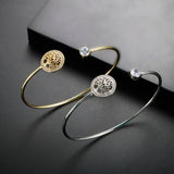 Vintage Zircon Stone Bracelet Tree Of Life Open Adjustable Bangle For Women