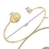 Vintage Zircon Stone Bracelet Tree Of Life Open Adjustable Bangle For Women