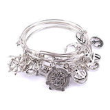 5pcs Bangle Set 4 Colors Anchor Charm Bracelets for Women Girls