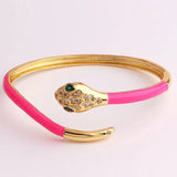 Colorful Snake Bracelet Bangle Copper Plated Cuff Zircon Animal Jewelry