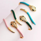 Colorful Snake Bracelet Bangle Copper Plated Cuff Zircon Animal Jewelry