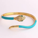 Colorful Snake Bracelet Bangle Copper Plated Cuff Zircon Animal Jewelry