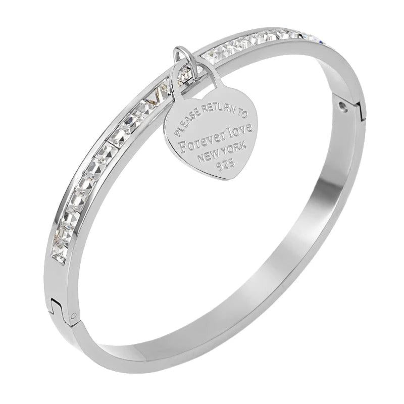 Stainless Steel CZ Lover's Bracelets for Women