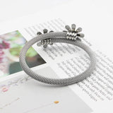 Fine Jewelry Stainless Steel Elastic Flower Bangles