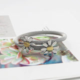 Fine Jewelry Stainless Steel Elastic Flower Bangles