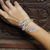 Leaf Bracelet Bridesmaid Rhinestone Cuff Jewelry