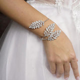 Leaf Bracelet Bridesmaid Rhinestone Cuff Jewelry