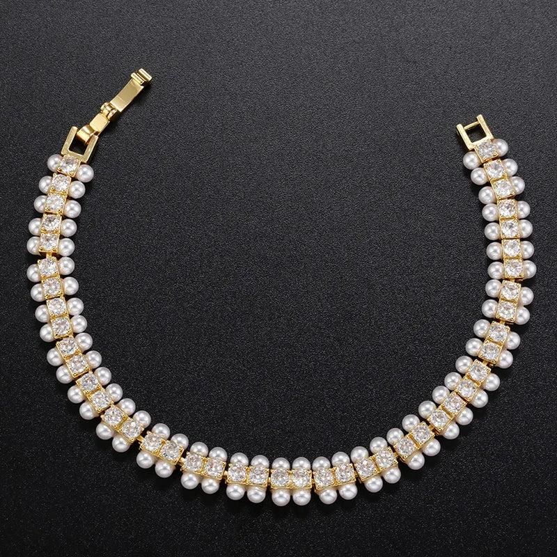 Elegant Zircon Pearl Bracelet for Women VL226