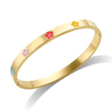 Multicolor Flower Bracelet Bangle Enamel Love Heart Jewelry Gift