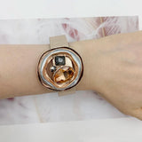 Crystal Round Style Leather Bracelet for Women