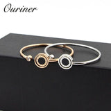 Roman Numeral Turnable Bracelet Bangle Black/White Shell Jewelry