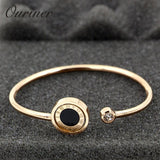 Roman Numeral Turnable Bracelet Bangle Black/White Shell Jewelry