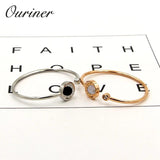 Roman Numeral Turnable Bracelet Bangle Black/White Shell Jewelry