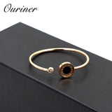 Roman Numeral Turnable Bracelet Bangle Black/White Shell Jewelry