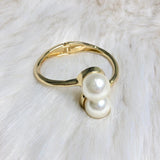 Kpop Big Baroque Pearl Open Bangles for Women Sriping Clasp Bracelets