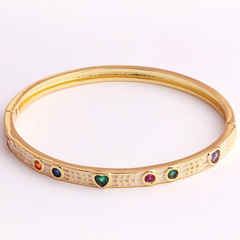 Plated Lover Bracelets&Bangles for Women Heart Zircon Charming CZ Party Jewelry
