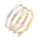 Zircon Stripe Bangle Bracelet Stainless Steel Men Women Jewelry