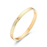 Zircon Stripe Bangle Bracelet Stainless Steel Men Women Jewelry