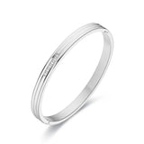 Zircon Stripe Bangle Bracelet Stainless Steel Men Women Jewelry