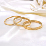 Zircon Stripe Bangle Bracelet Stainless Steel Men Women Jewelry