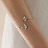 Stonefans Zircon Leaf Crystal Cuff Bangle Bracelet Rhinestone Bangles