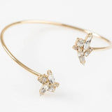 Stonefans Zircon Leaf Crystal Cuff Bangle Bracelet Rhinestone Bangles