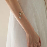 Stonefans Zircon Leaf Crystal Cuff Bangle Bracelet Rhinestone Bangles