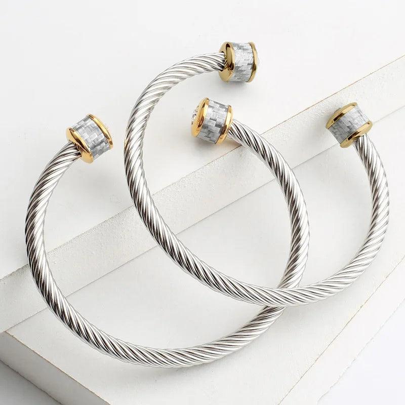 Colorful Cable Wire Bangles Bracelet for Women Stainless Steel