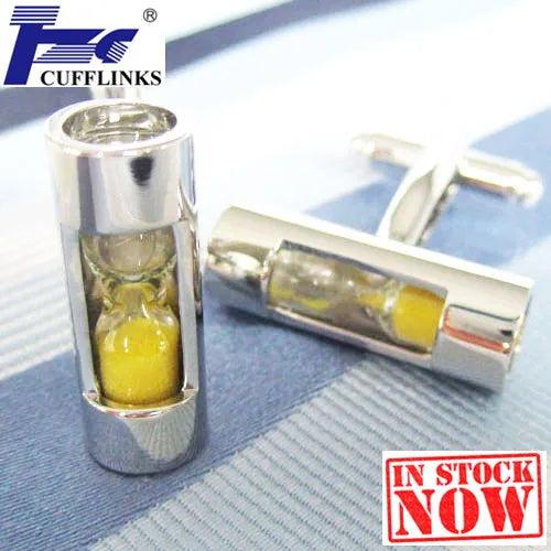 Yellow Hourglass Cufflink Cuff Link 2 Pairs