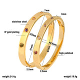 Colorful Crystal Stainless Steel Cuff Bracelet