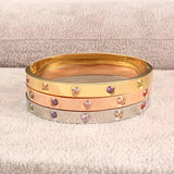 Colorful Crystal Stainless Steel Cuff Bracelet