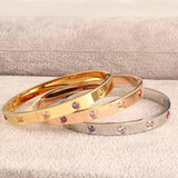Colorful Crystal Stainless Steel Cuff Bracelet