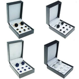 Retro Round Oil Drop Cufflinks Set Geometric Sleeve Button Jewelry
