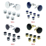 Retro Round Oil Drop Cufflinks Set Geometric Sleeve Button Jewelry