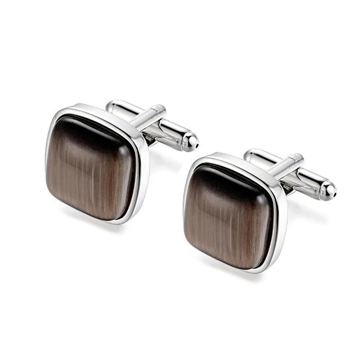 Low-Key Coffee Stone Cufflinks for Men