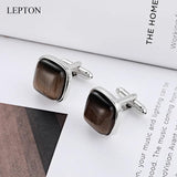 Low-Key Coffee Stone Cufflinks for Men