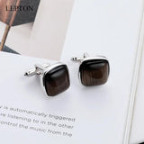 Low-Key Coffee Stone Cufflinks for Men