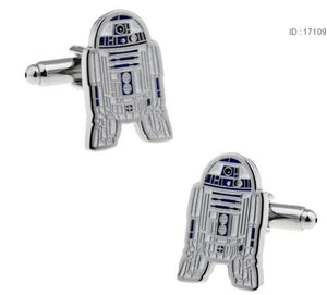 Movie Robot Cufflinks for Men, Silver Tone Metal