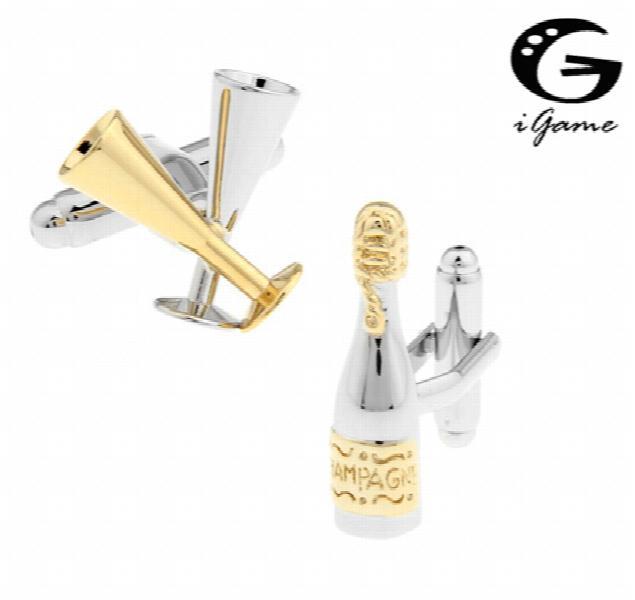 iGame Supply Champagne Cuff Links Gold-color Brass Material